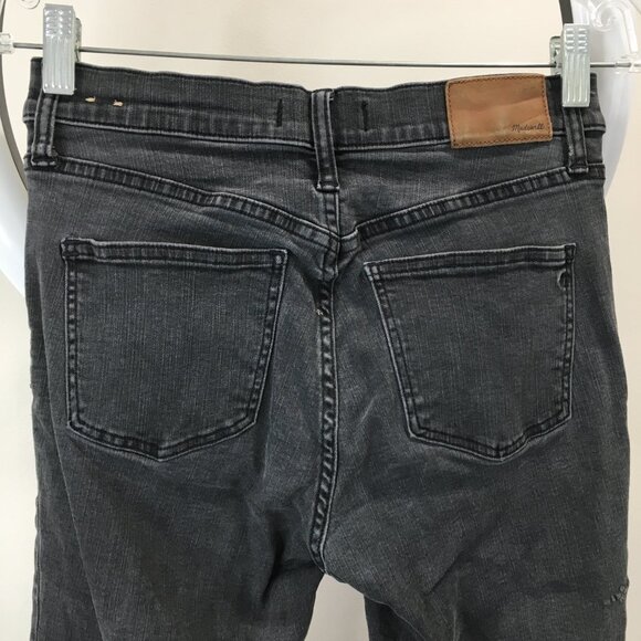 MADEWELL Dark Gray 9" High Rise Skinny Frayed Hem Button Fly 5 Pocket Jeans - Picture 10 of 12